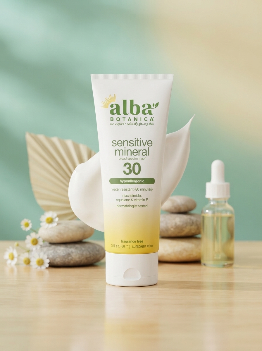 Alba Botanica Sensitive Mineral Sunscreen Lotion SPF 30 3 Oz
