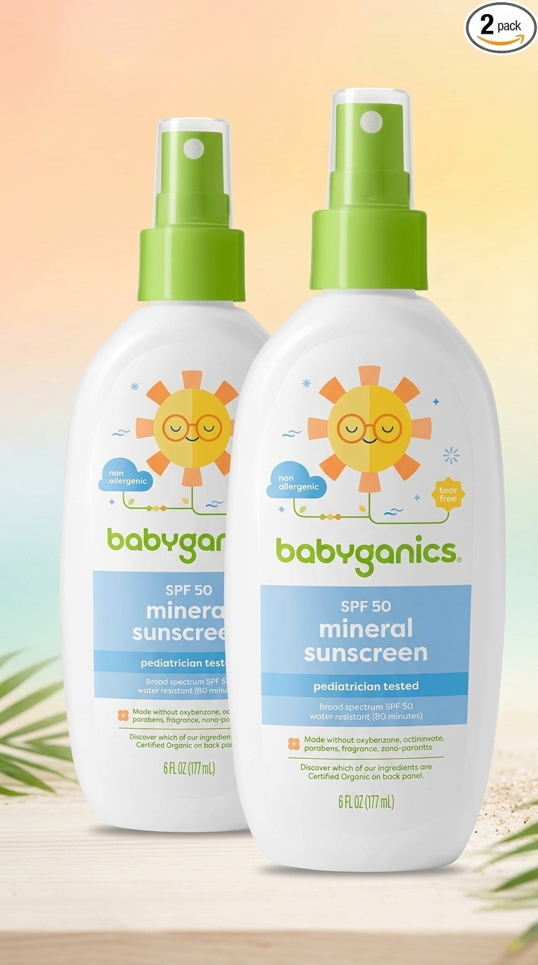 Babyganics SPF 50 Baby Sunscreen Spray (2-Pack)