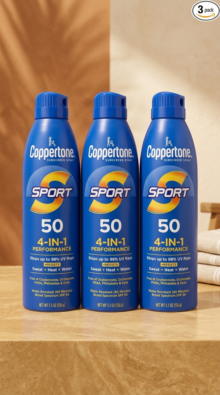 Coppertone Sport Sunscreen Spray SPF 50 (Pack of 3)