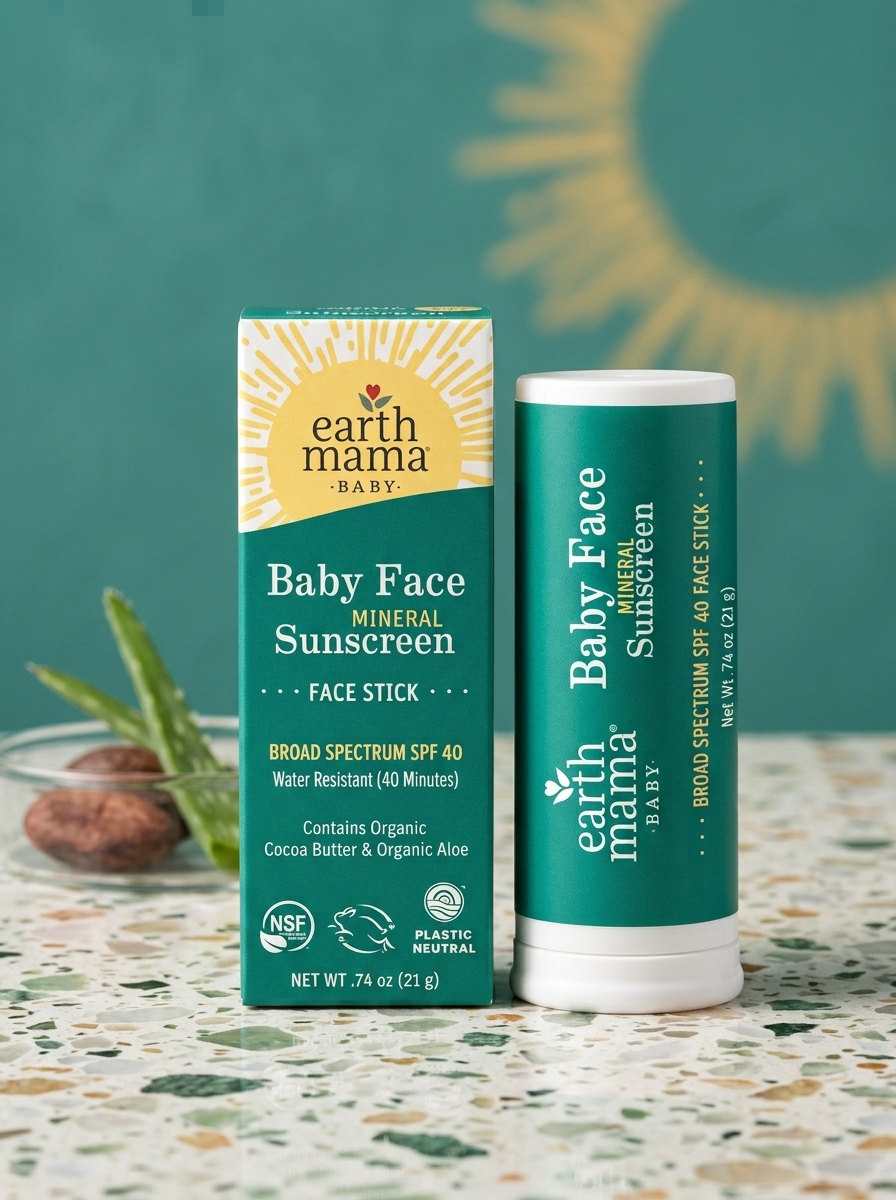 Earth Mama Baby Face Mineral Sunscreen Stick SPF 40