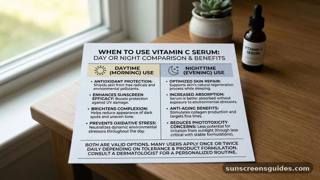 Comparison of Timing Benefits - when to use vitamin c serum day or night