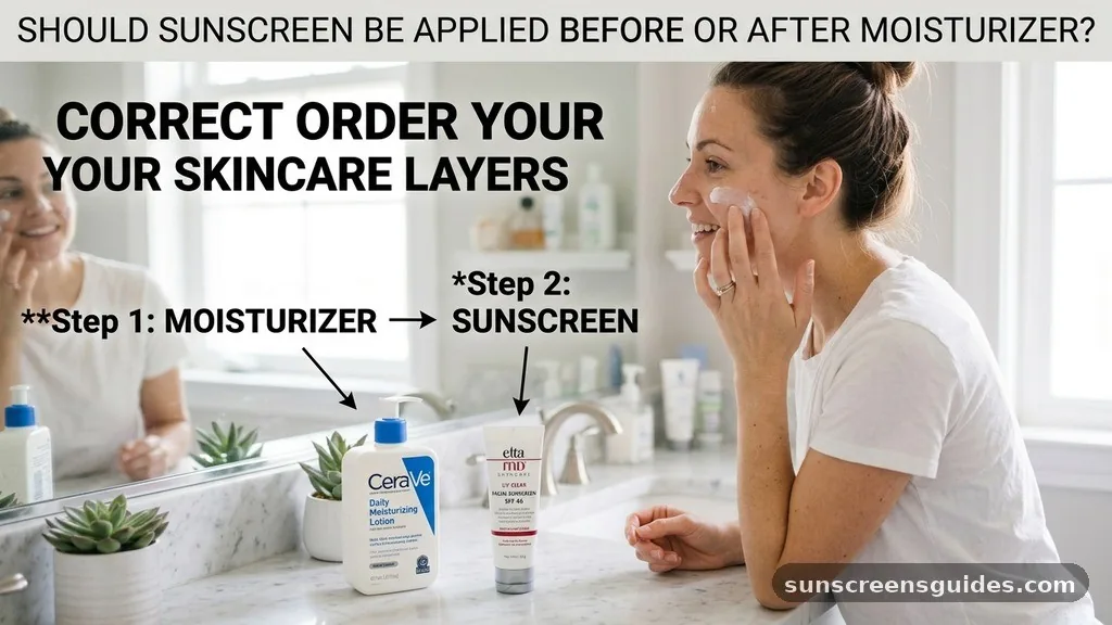 should sunscreen be applied before or after moisturizer