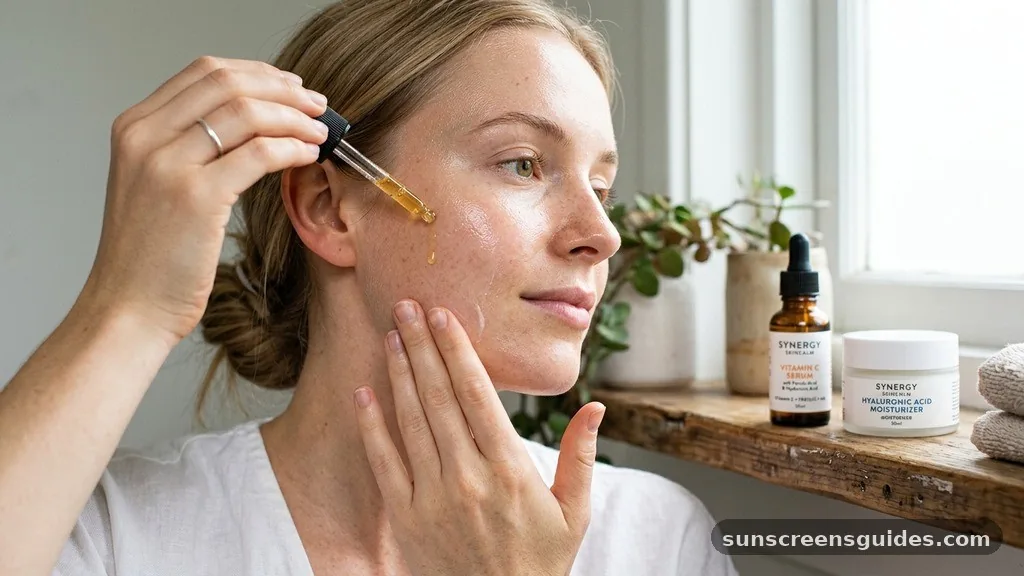 Synergy with Ferulic Acid and Hyaluronic Acid - vitamin c serum before or after moisturizer